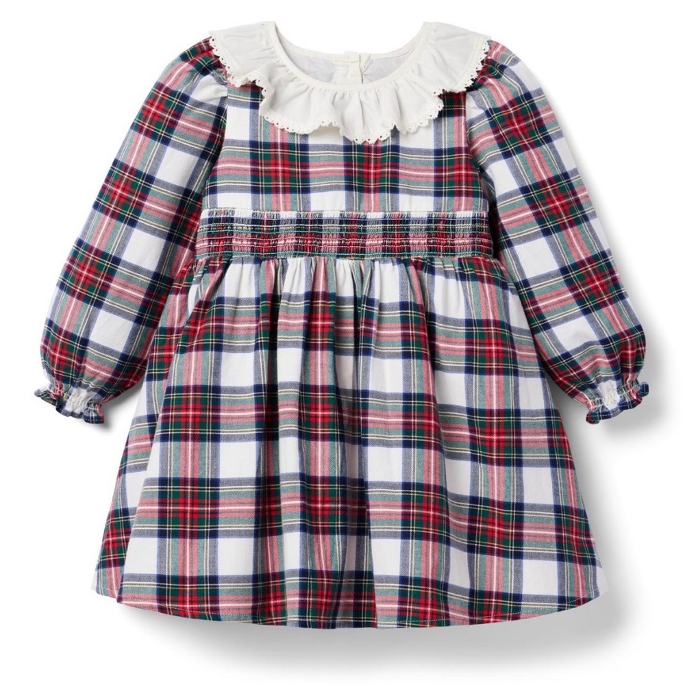 Janie and Jack Multicolor Plaid Dress with Ruffle Detail